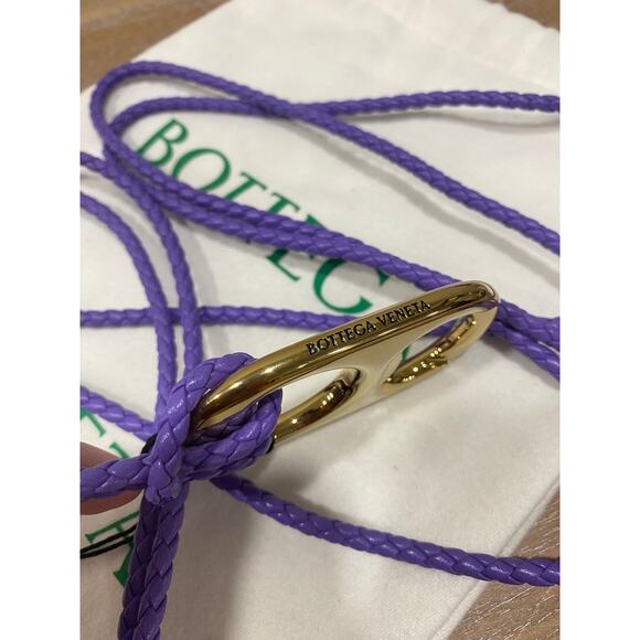 Bottega Veneta Can Opener Braided Lambskin Belt Purple Italy NWT main image 9